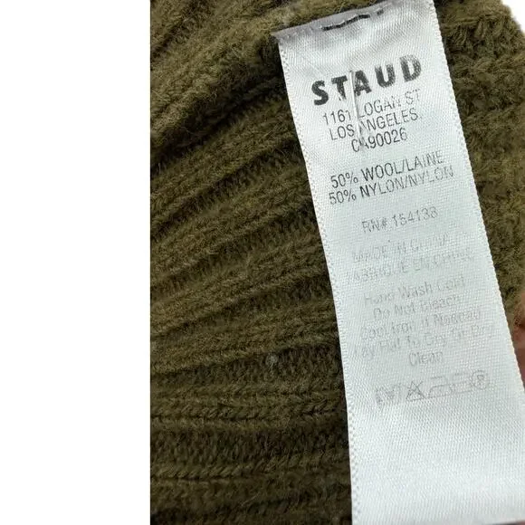 Staud Matilda Cardigan Green Wool Blend Button Front Chunky Knit Women Small - Picture 12 of 12